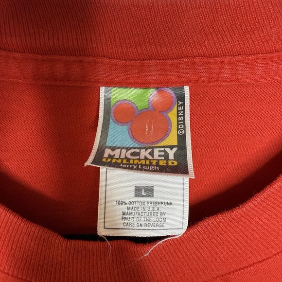 Vintage Mickey Mouse Sketch T Shirt Adult Large Red Mickey Unlimited Made In USA - Picture 7 of 8